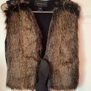 Brown & black fur vest